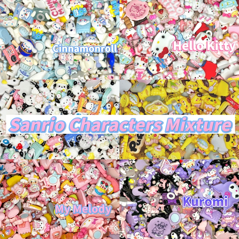 Sanrio Characters Charm Mixture Decoden DIY Charms Cabochons Cream Glue ...