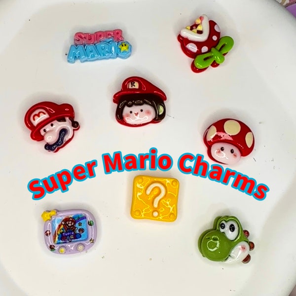 Super Mario Charm Mixture Decoden DIY Charms Cabochons Cream Glue Kawaii Game Yoshi Mario