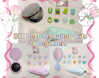 DIY Decoden Supply Kit Cream Glue Great For Beginners Children Birthday Parties DIY Kits Hair Brush Compact Mirror Mirror Brush 2in1
