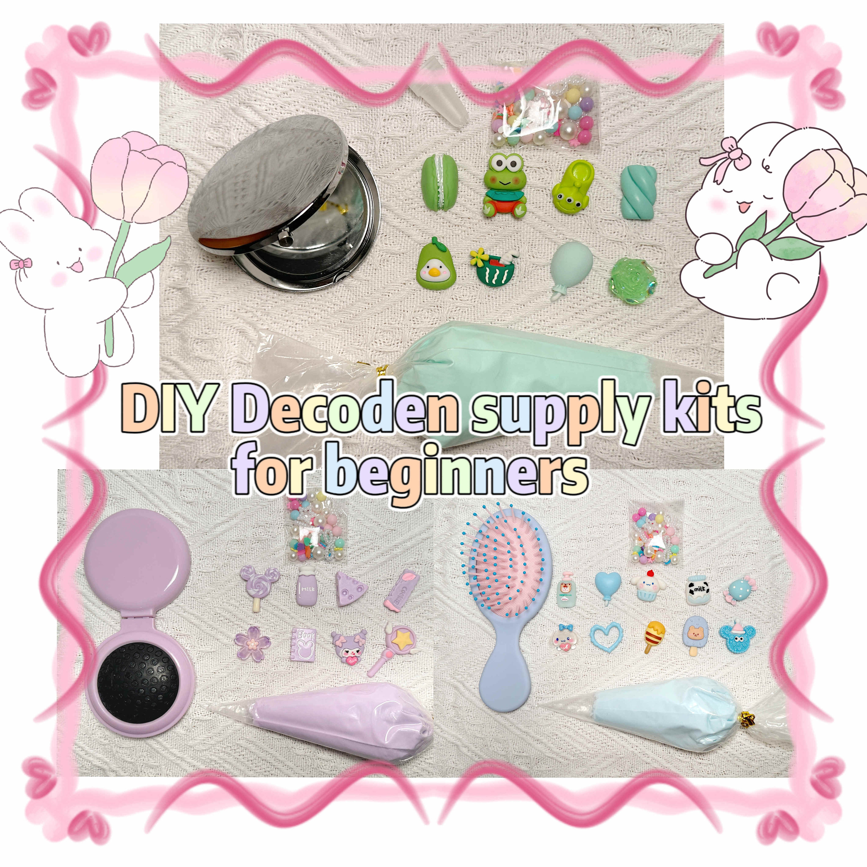 DIY Decoden Supply Kit Cream Glue Great for Beginners Children