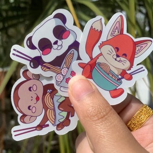 Kawaii Animal Stickers, Cute Panda Stickers, Cute Animal Sticker Set, Anime Cartoon Stickers Pack, Vinyl Sticker For Laptop