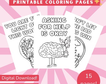 Printable Mental Health Coloring Pages, Digital Download Coloring Pages, Adult Printable Mental Health Coloring Pages, Gifts for Students