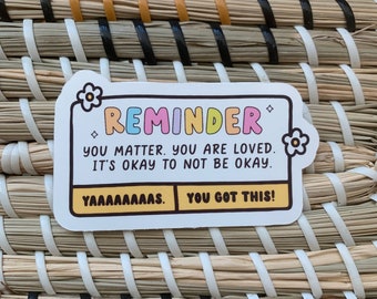 Die Cut Reminder Sticker, Waterproof Quote Stickers, Aesthetic Flower Stickers, Water Bottle Positive Stickers