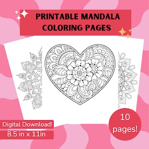 Printable Mandala Coloring Pages, Digital Download Coloring Pages, Coloring book for Anxiety and Stress, Mandala Relaxing Coloring Pages