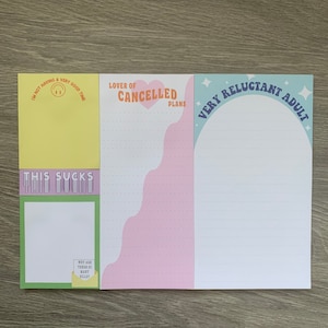 Very Reluctant Adult Sticky Notepad, Sticky Notes for Adults, Colorful Sticky Notes, Lined Desk Notepad, Cute Sticky Notes
