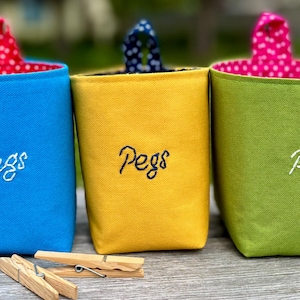 Handmade Peg Bag: Embroidered Cotton Clothes Peg Holder, Small