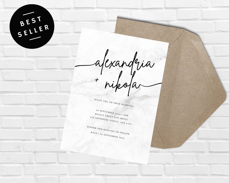 Minimalist Floral Wedding Save the Date Template | Editable and ...