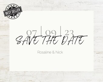 Plantilla de boda minimalista Save The Date, descarga digital, plantilla de boda, plantilla digital, plantilla de boda de tendencia