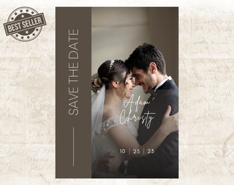 Plantilla de boda minimalista Save The Date, descarga digital, plantilla de boda, plantilla digital, plantilla de boda de tendencia, boda linda