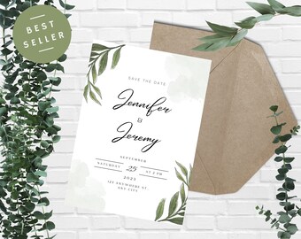 Plantilla de boda minimalista Save The Date, descarga digital, plantilla de boda, plantilla digital, plantilla de boda de tendencia, boda linda