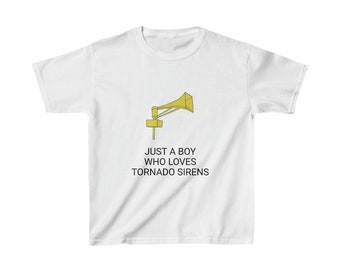 Just a Boy Who Loves Tornado Sirens Kid&#39;s T-Shirt (Thunderbolt)