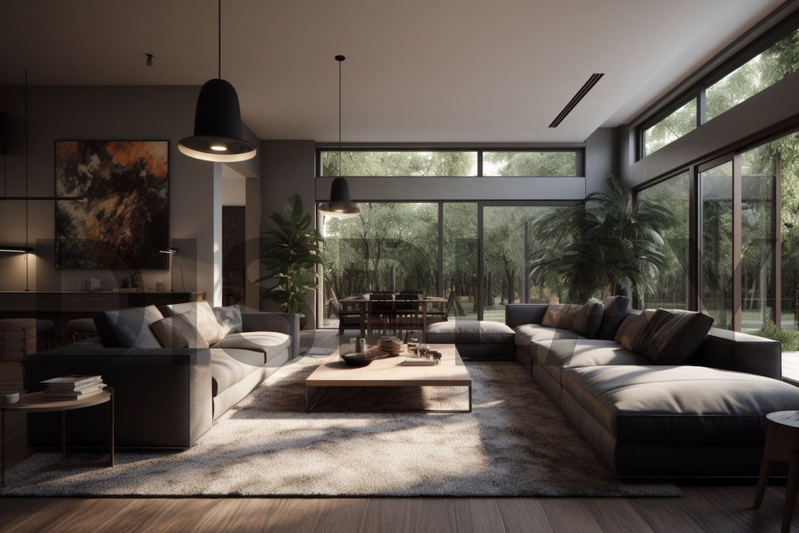 Family Room Modern Contemporary Zoom Virtual Backgrounds Office ...