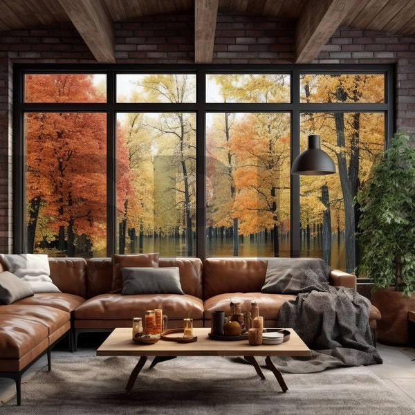 English Cottage Style Fall Virtual Background, Living Room Backdrop, Microsoft Teams, Zoom, Home Office, Serene, Cozy