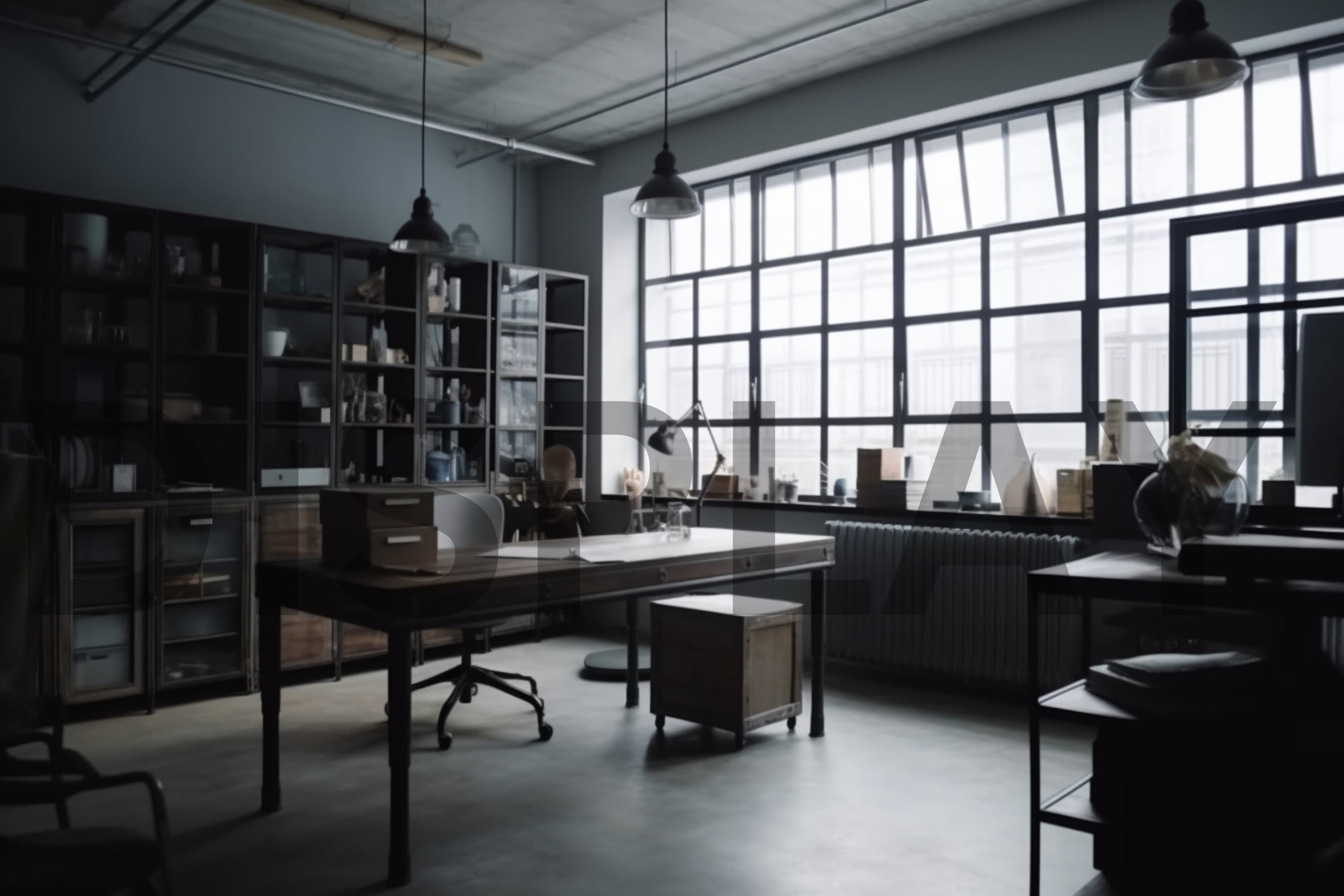 Loft Industrial Virtual Background, Living Room Backdrop, Microsoft