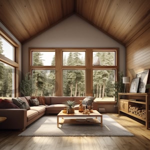 Family Room Virtual Background, Office Backdrop, Zoom, Facebook, Microsoft Teams, WebEx, Skype, Google Meet, Wooded, Cozy Cabin, Shop Bundle