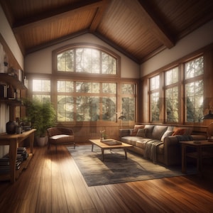 Family Room Virtual Background, Office Backdrop, Zoom, Facebook, Microsoft Teams, WebEx, Skype, Google Meet, Wooded, Cozy Cabin, Shop Bundle