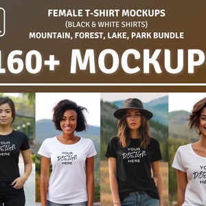 Bella Canvas 3001 Mockup Bundle, T-Shirt, Unisex, Outdoor Mock, Mountains, Park, Nature, Whole Shop, Summer Tee, Creative, Model 3001