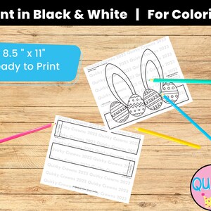 Easter Bunny Ear Egg Printable Paper Crown Hat Template DIY Kids Craft Project For Coloring Instant Digital Download image 2