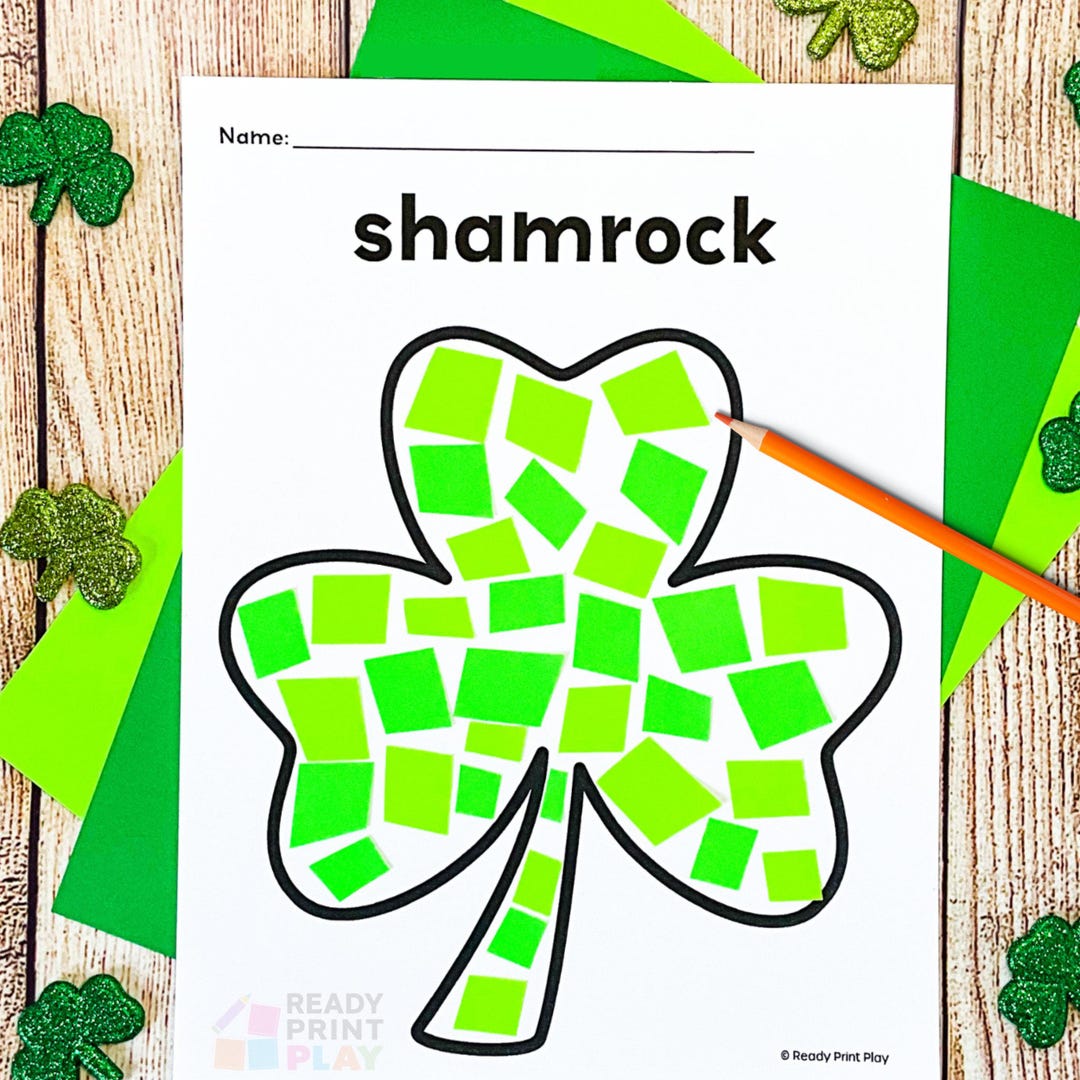 St. Patrick's Day Shamrock Tear Art Activity | Bulletin Board Craft - Etsy
