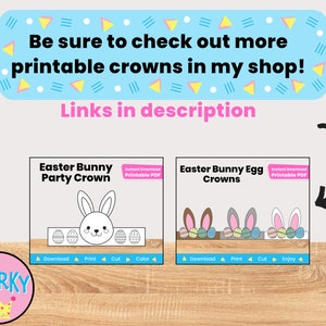 Easter Bunny Ear Egg Printable Paper Crown Hat Template DIY Kids Craft Project For Coloring Instant Digital Download image 7