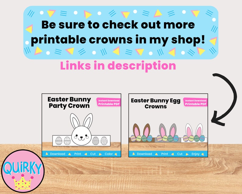 Easter Bunny Ear Egg Printable Paper Crown Hat Template DIY Kids Craft Project For Coloring Instant Digital Download image 7