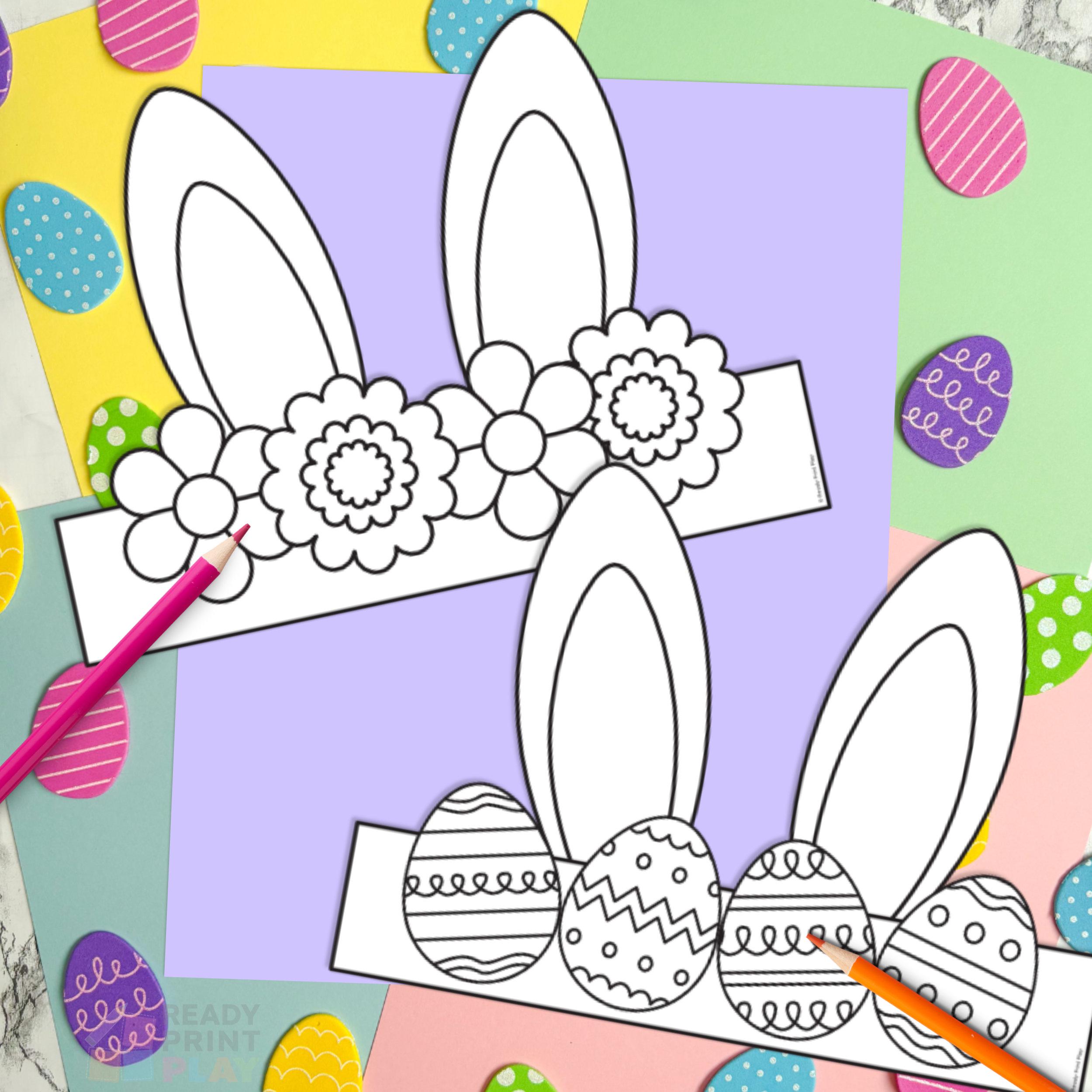 Printable Easter Bunny Ear Hat Craft | Kids Easter Party Headband ...