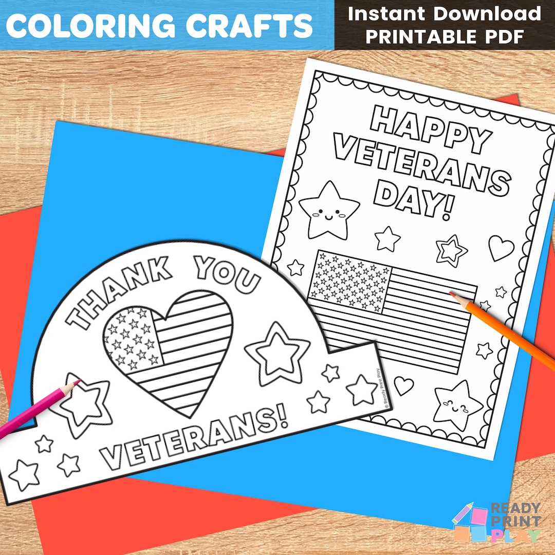 Veterans Day Hat Craft and Coloring Page | Preschool Kindergarten ...