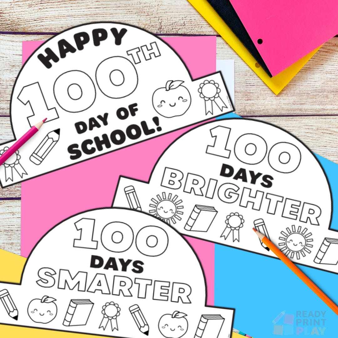 100th Day of School Printable Hat Craft - Etsy