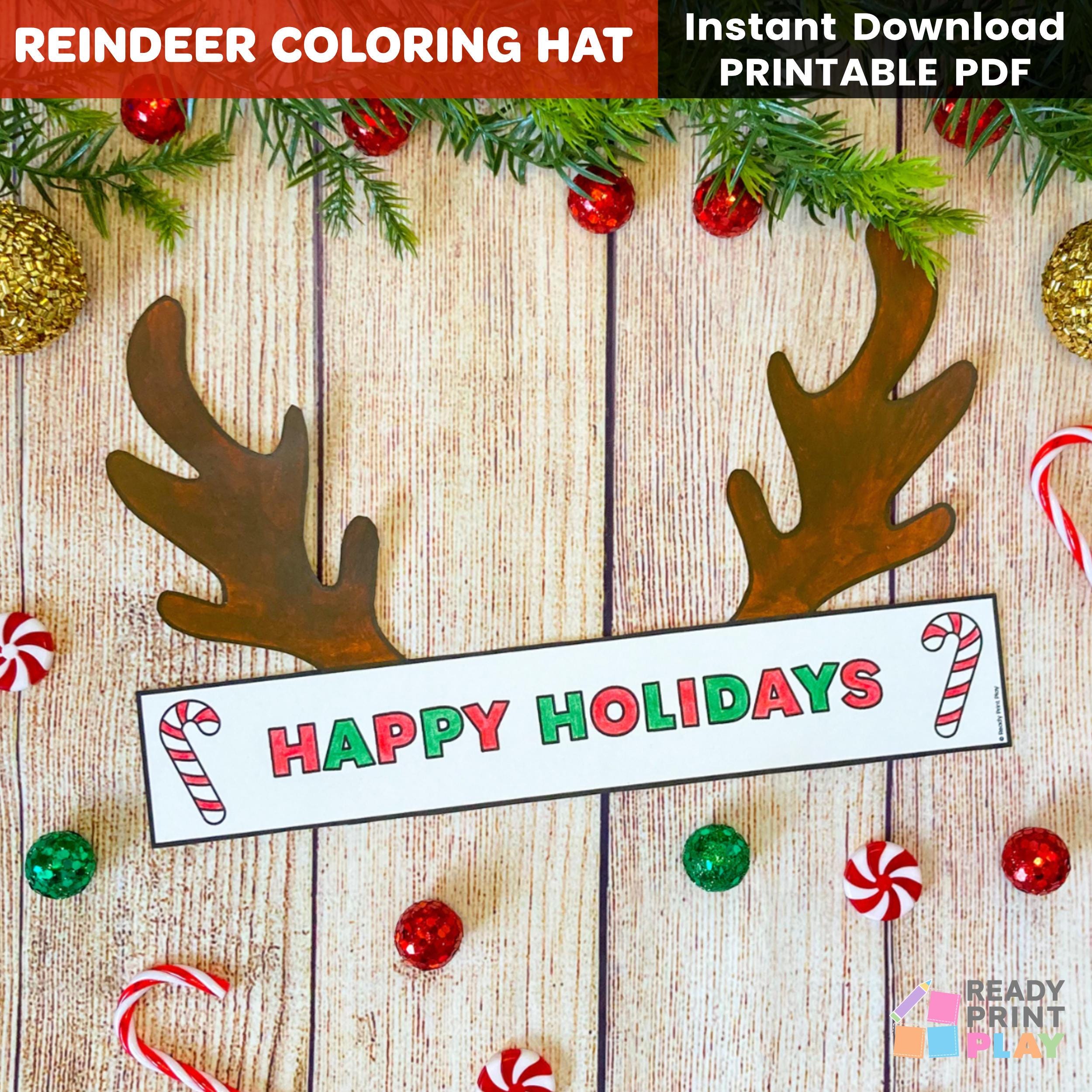 40 Adorable Reindeer Crafts for Kids They'll Love 19 Printable Reindeer Antlers Hat DIY Christmas Headband Coloring Craft