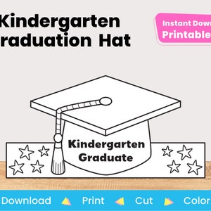Kindergarten Graduation Hat Printable Crown Template | End of the Year Coloring Project | Last Day of Kindergarten Instant Digital Download
