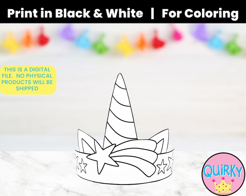 Unicorn Birthday Crown Printable Template | DIY Kids Craft Project for ...