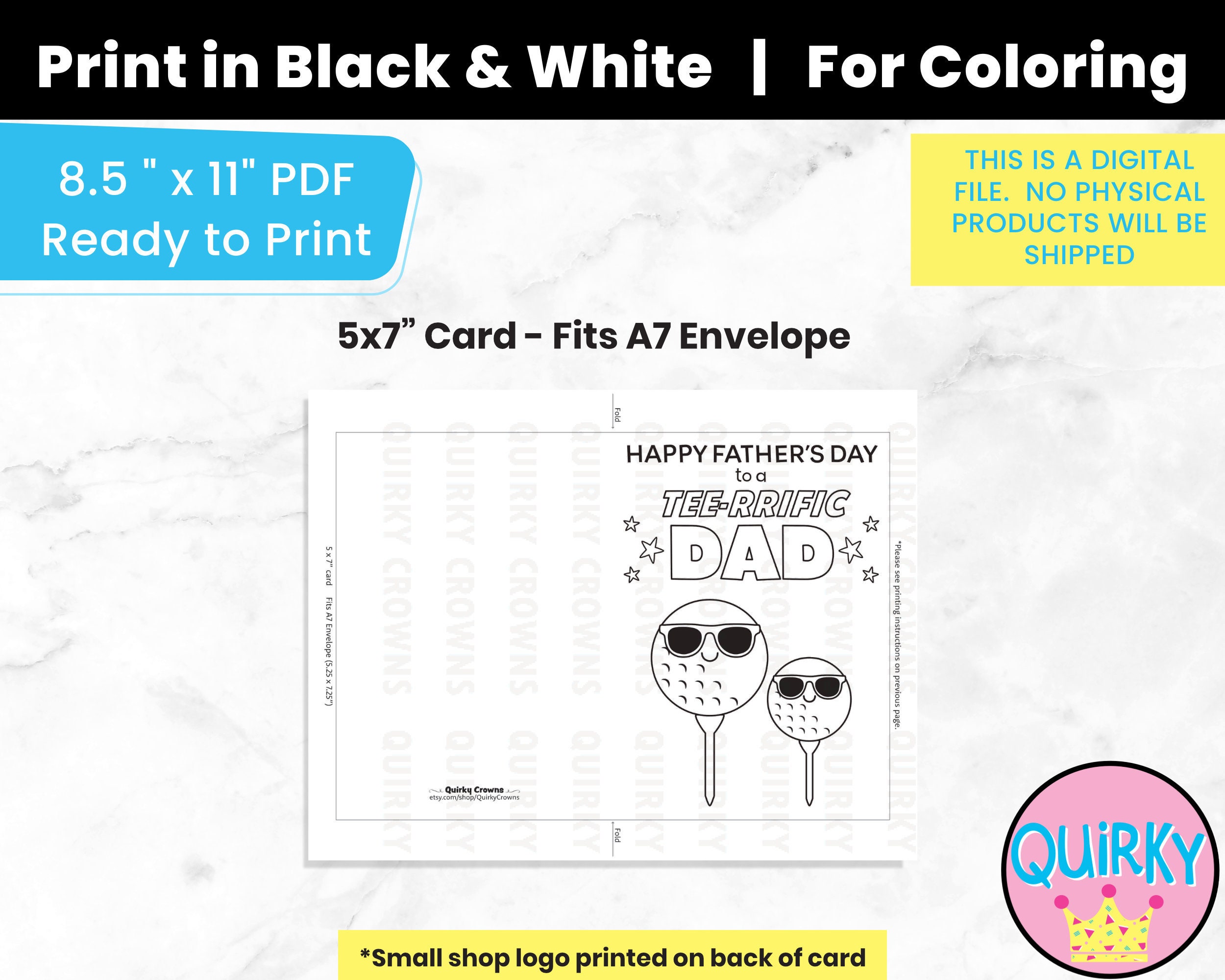 Father’s Day Card to Print and Color | Printable Fathers Day Golf Craft From Kids | Dad Golf ...