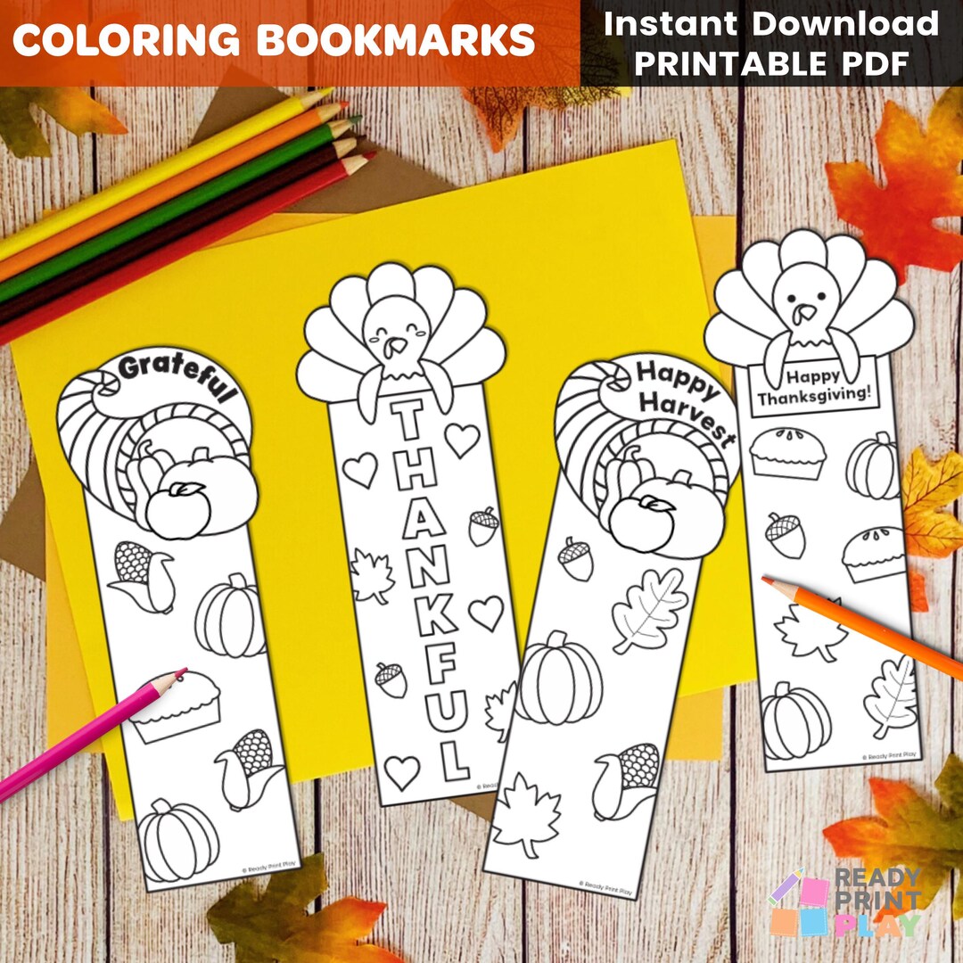 Thanksgiving Coloring Bookmark Crafts | Thankful Turkey Activity for ...