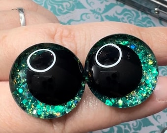 Hand Painted Sparkly Safety Eyes, Glitter Eyes for Crochet Amigurumi Plushies