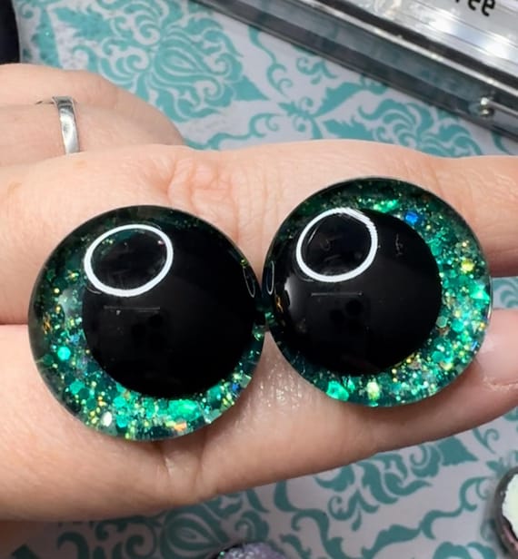 Hand Painted Sparkly Safety Eyes, Glitter Eyes for Crochet Amigurumi Plushies