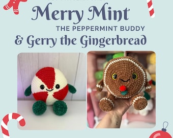 PDF ONLY- 2-in-1 Peppermint and Gingerbread Buddies Crochet Pattern Christmas Holiday Pattern Amigurumi