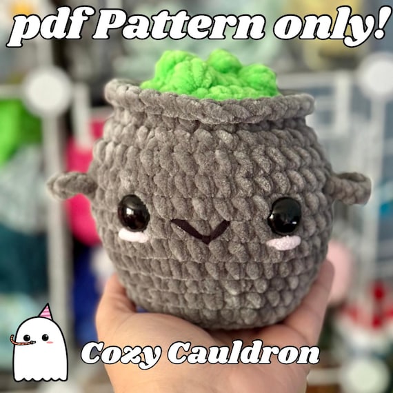 PDF ONLY--Low Sew Bubbling Cozy Cauldron Crochet Pattern Halloween Witchy