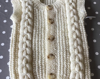 Hand Knitted Child’s Aran waistcoat