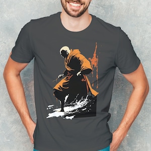 Monk Warrior Tee Shirt, Unisex Jersey Short Sleeve Tee, Graphic Design Minimalist Monk, Video Game Merch, Video Game Tee Shirt, Gamer Gift
