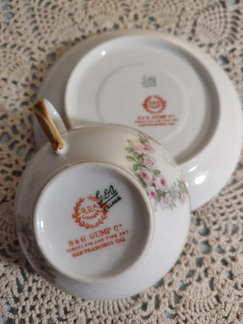 GDA Limoges France S & G Gump Co. Tea Cup and Saucer Etsy