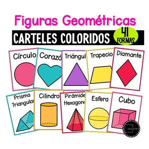 Carteles de Figuras Geométricas Posters de formes espagnoles 2D et 3D