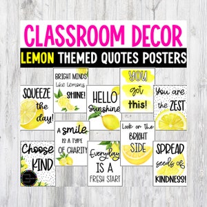 Lemon Themed Classroom Decor Quotes Motivational Posters