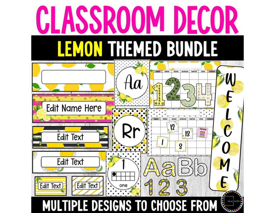 Lemon Classroom Decor Bundle | Printable, Editable (digital Download ...