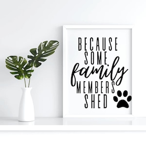 Weil einige Familienmitglieder SVG vergießen, ideal für Geschenke, Menschen mit Hunden, Fusselrolle Zeichen, SVG Digital Download, Werkzeug zum Basteln