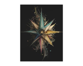 Art Print: Magical Star Diagram Poster with Black Background