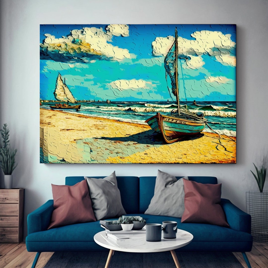 Vintage Beach Wall Art on Canvas Etsy