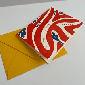 I Think You're Groovy Letterpress Printed Grußkarte mit Umschlag