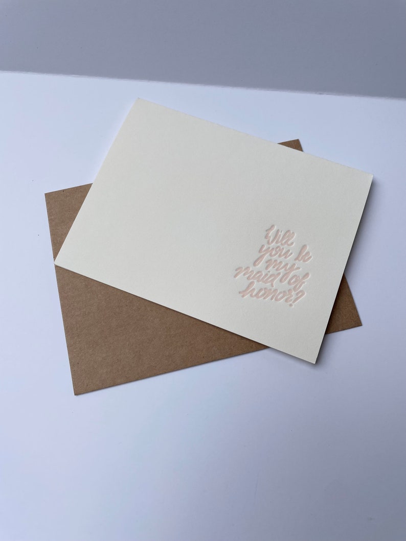 Will You Be My Maid of Honor Letterpress Printed Greeting Card with Envelope image 7