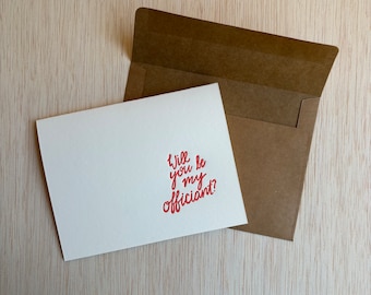 Carte de voeux imprimée typographique Will You Be My Officiant avec enveloppe