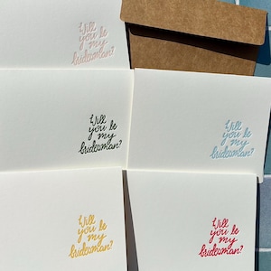 Will You Be My Bridesman Letterpress Printed Greeting Card with Envelope